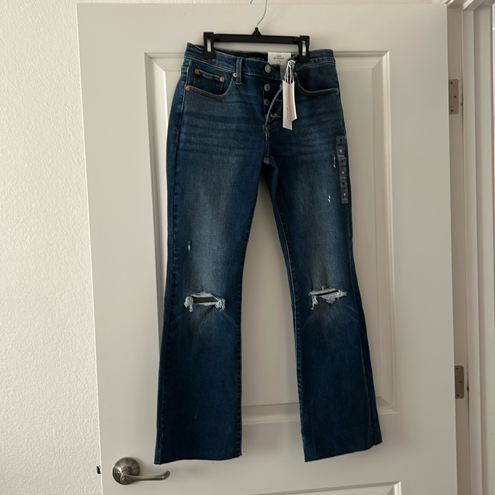 Lucky button fly jeans, mid rise, size 8